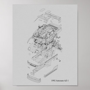 1992 Autozam AZ-1-blåkopia Poster