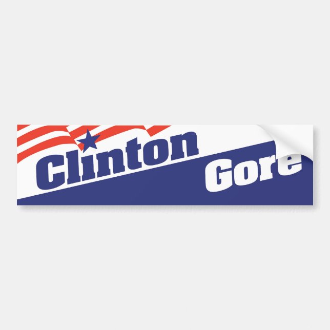 1992 Bill Clinton Al Gore Bumper Sticker Bildekal (Framsidan)