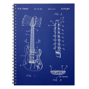 1992 Guitar Blueprint - Cute Funny Music Älskare G Anteckningsbok