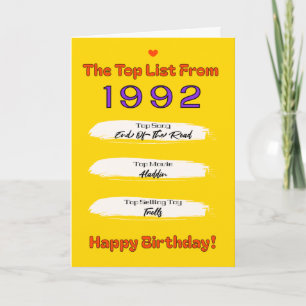 1992 Topp Lista Födelsedag Kort