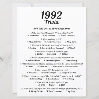 1992 Trivia Spel | 34-års Födelsedagsfirande