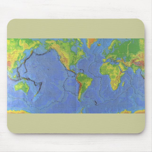 1994 Fysisk världskarta - Tekoniskt Tallrikar - US Musmatta (Framsidan)