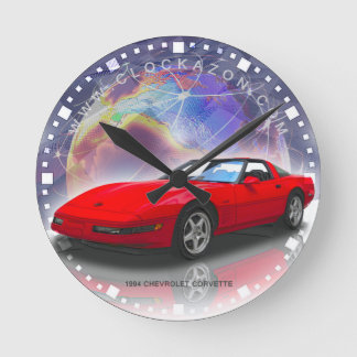 1994 Red Chevrolet Corvette Decorative Wall Clock Rund Klocka