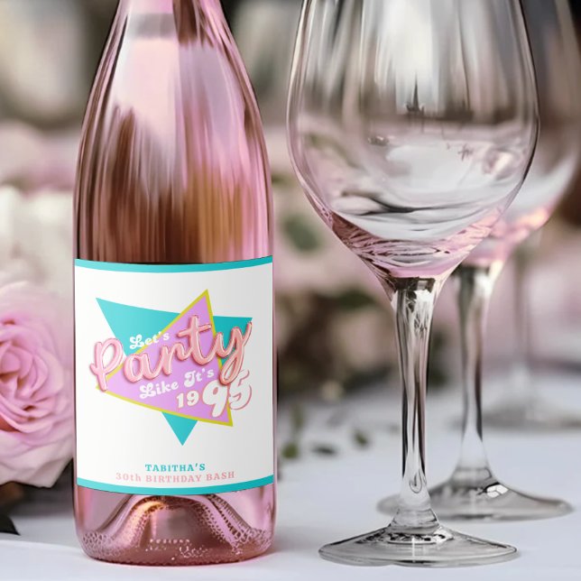 1995 års Party som om det var 1995 års 30års födel (90s Party Like It's 1995 30th Birthday Party Sparkling Wine Label
)