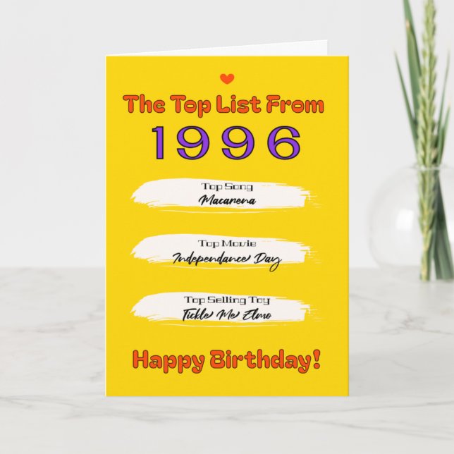 1996 Topp Lista Födelsedag Kort (Framsida)