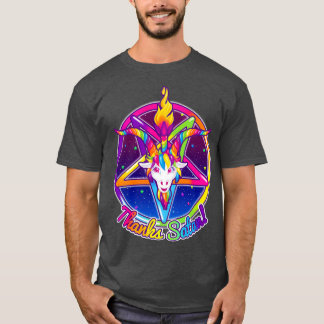 1997 Neon Rainbow Tack Satan Baphomet Pentagram T Shirt
