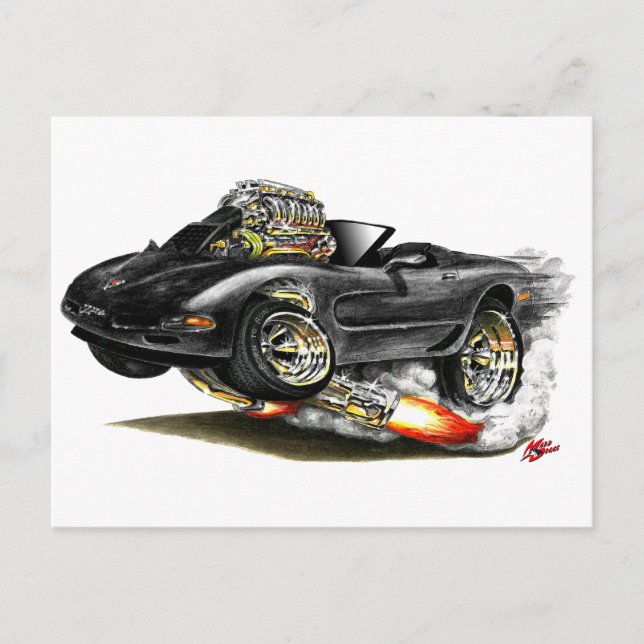 1998-2004 Corvette Black Conversible Vykort (Framsida)