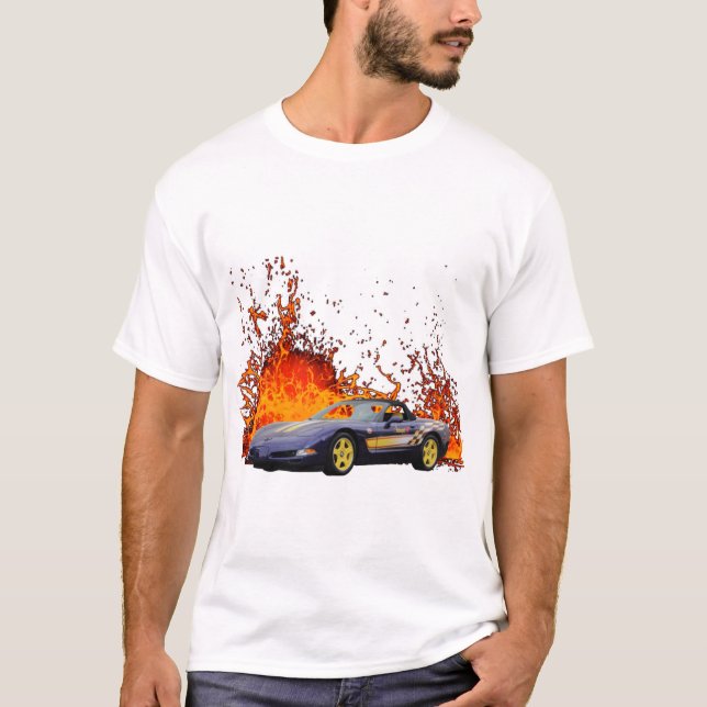 1998 Chevy Corvette-tempel bil T Shirt (Framsida)
