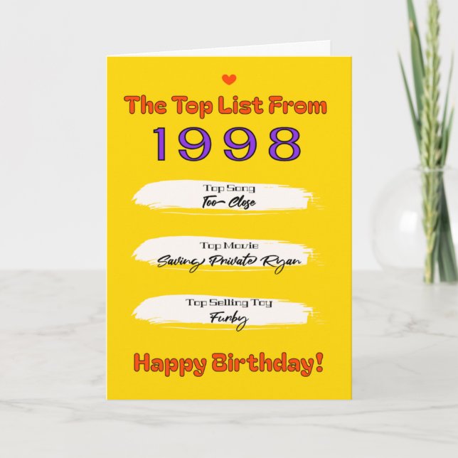 1998 Topp Lista Födelsedag Kort (Framsida)