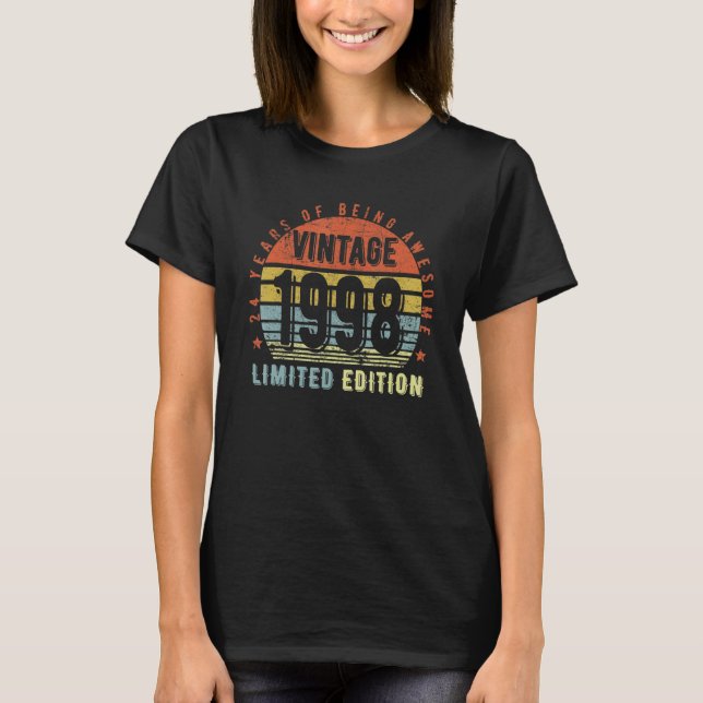 1998 Vintage 1998 24:e födelsedagen T Shirt (Framsida)