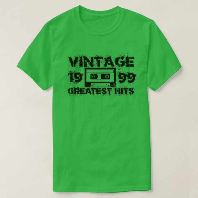 1999 Greatest Hits Vintage Svart T Shirt (Design framsida)