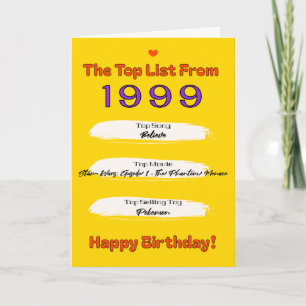 1999 Topp Lista Födelsedag Kort