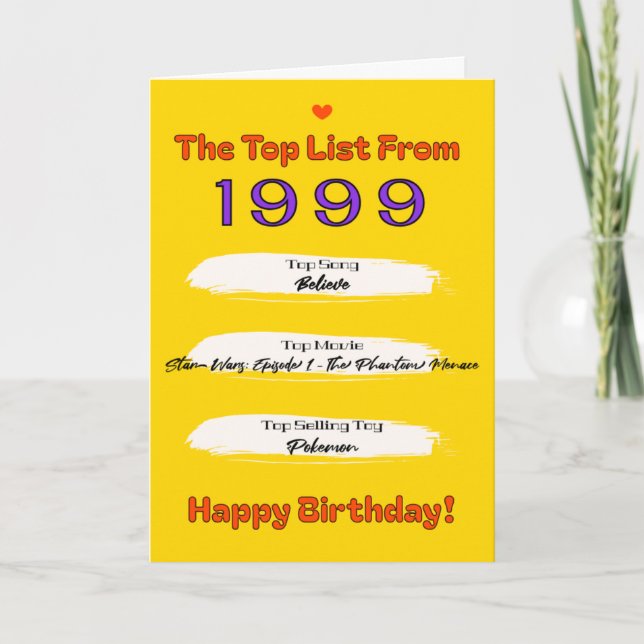 1999 Topp Lista Födelsedag Kort (Framsida)
