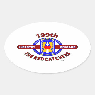 199:E INFANTRY BRIGADE " REDCATCHERS"VIETNAM OVALT KLISTERMÄRKE