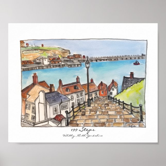 199 Steps, Whitby, North Yorkshire Poster (Framsidan)