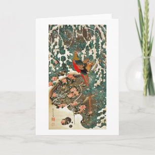 19. 雪中錦鶏図 若冲Pheasant i snön, Jakuchu Kort