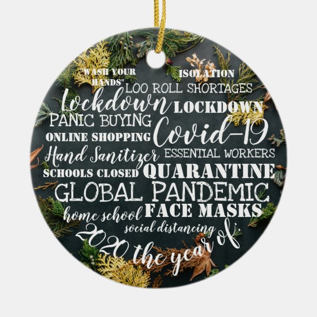 19.2020 år för ansikte masks isoleringsklita julgransprydnad keramik (Framsidan)