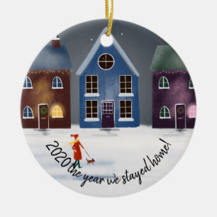 19-2020 det år då vi stannade hemma julgransprydnad keramik