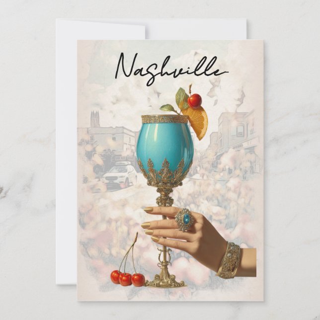 *~*  19 A101 Cocktail FOTO Nashville MOGNA BRUDAR Inbjudningar (Framsida)