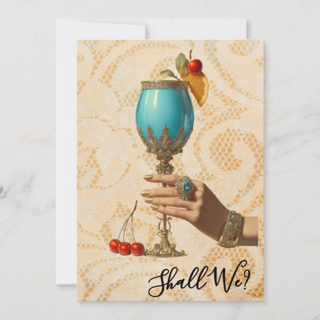 *~*  19 A101  Elegant Cocktail FOTO BACHELORETTE Inbjudningar (Framsida)