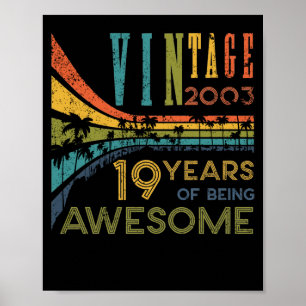 19 Åldersdag Vintage 2003 19:e födelsedagen Poster