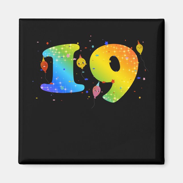 19 Åldersflickor 19:e födelsedagen Magnet (Framsidan)