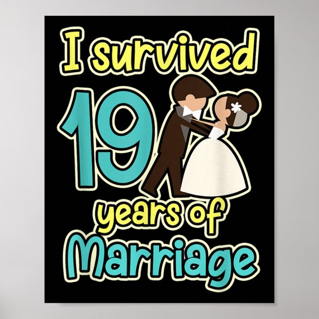 19 år av Giftermål Make Maka Bröllop Annivers Poster (Framsidan)