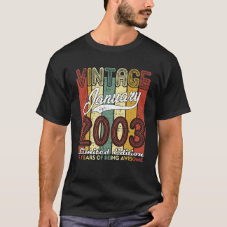 19 år gammal retro Januari 2003 19:e födelsedagsde T Shirt