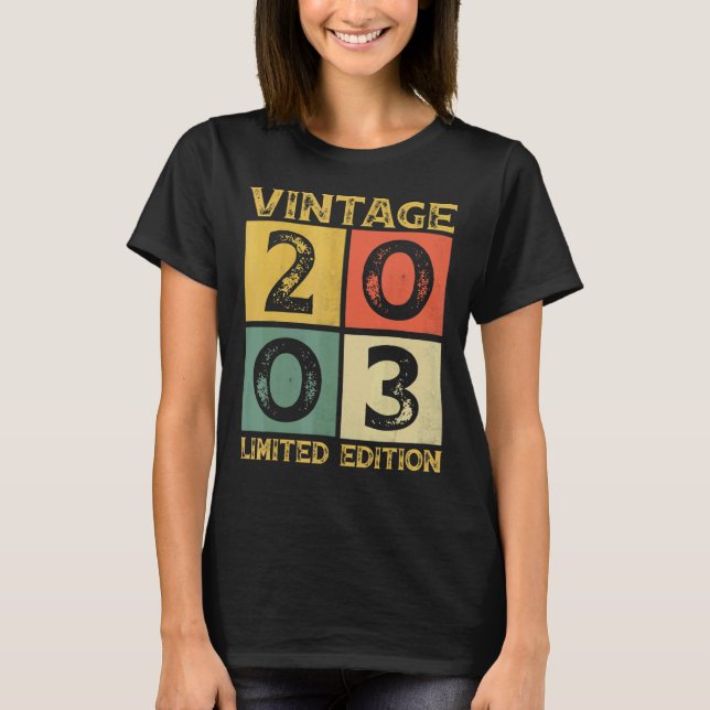 19 års ålder Retro 2003 19:e födelsedagen T Shirt (Framsida)