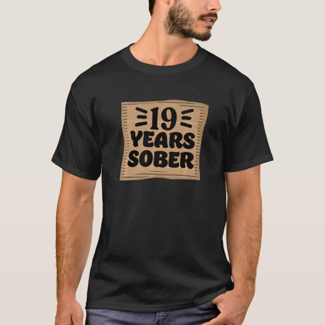 19 års Sober Sobriety Sign Soberyear Manar Reco T Shirt (Framsida)