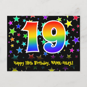 19-årsdag: Roliga stjärnor Mönster, Regnbåge 19, N Vykort