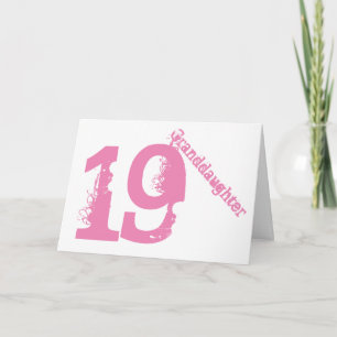 19-årsdagen, vit och rosa. kort