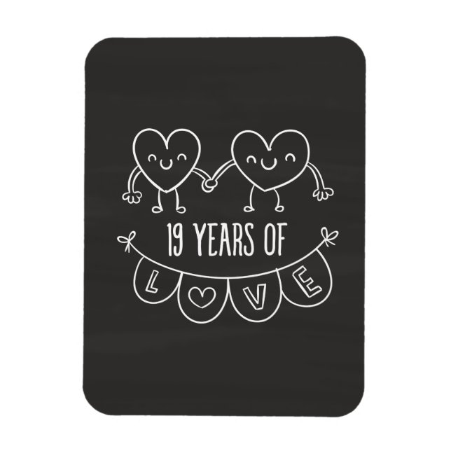 19-årsjubiléet Gift Chalk Hearts Magnet (Vertikal)
