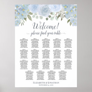 19 Bord Dusty Blue Ro Boho Chic Sittplatsdiagram Poster