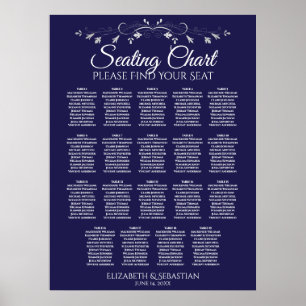 19 Bord Elegant: Blått säte för Bröllop Poster