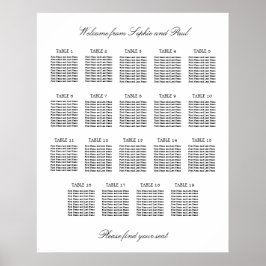 19 Bord Elegant Minimalistisk Placeringsplan Poster
