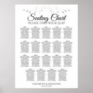 19 Bord Filigree-sätesdiagram Bröllop Poster