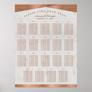 19 Bord Placeringsplan Bröllop Marmor Koppar Poster