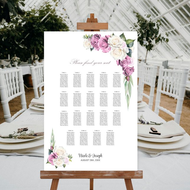 19 Bord Rosa Vit Ros Blommig Placeringsplan Poster (Skapare uppladdad)