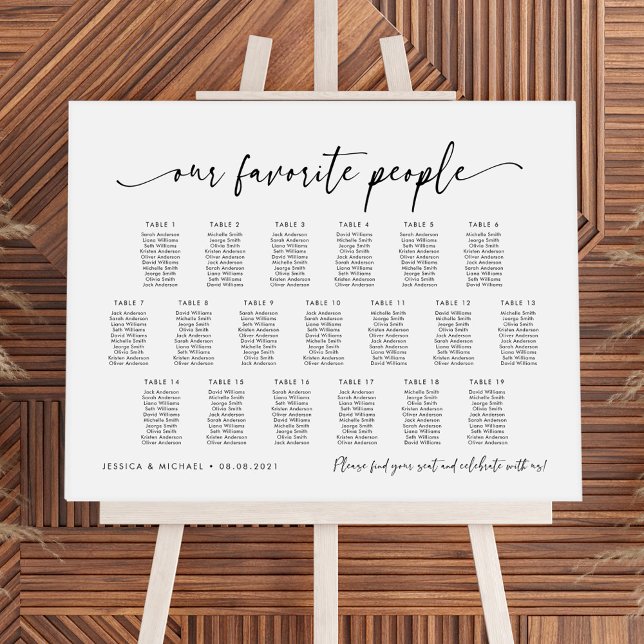 19 Bord Vår Favoritpersoner Platsdiagram Plan Poster (Skapare uppladdad)