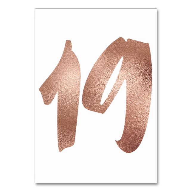 19 Bordsnummer Vit metallisk Rosa ros Guld (Framsidan)