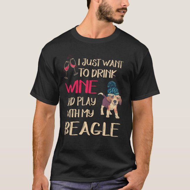 19 Drick Vin Och Lek Med Min Beagle T Shirt (Framsida)
