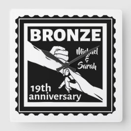 19:e bröllop-årsdagen för firandet av händer fyrkantig klocka