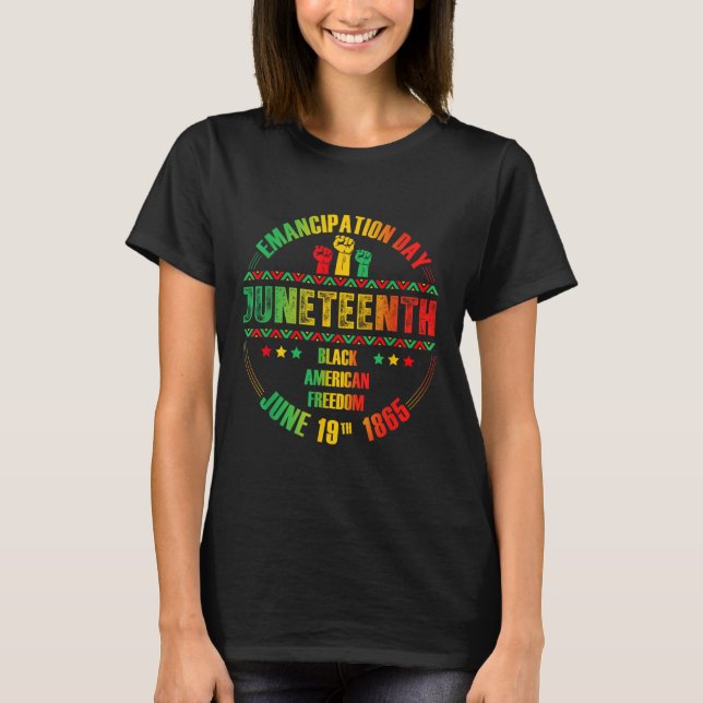 19:e Emancipation Day Black June 1865 M T Shirt (Framsida)