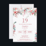 19:e födelsedag Elegant Winter Berry Botanical Inbjudningar<br><div class="desc">Inbjudan dina gäster till en speciell vinter- eller julfödelsedagsfest med den här elegantens rödbären och sadelns blommigt för grönt. Djupa röda bär förvaras i löv och grenar. Röd text bidrar till festiveringen. Det här objektet är en del av Winter Berry-samlingen. Den innehåller mallar som du kan använda för att snabbt...</div>