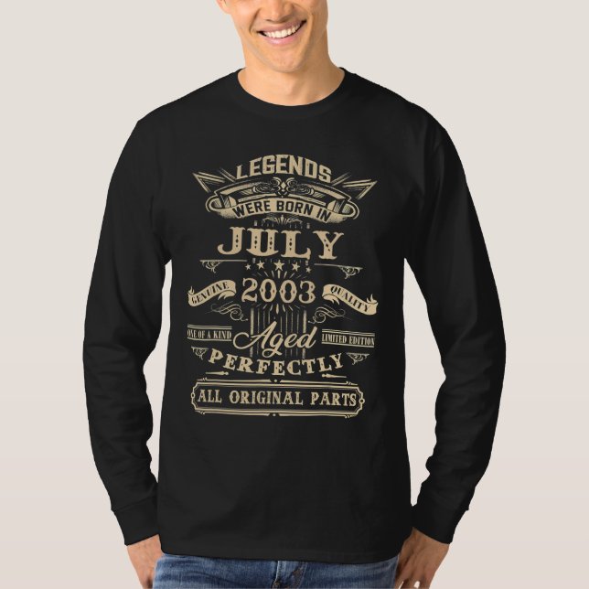 19:e födelsedag för arter födda i juli 2003 19 år t shirt (Framsida)