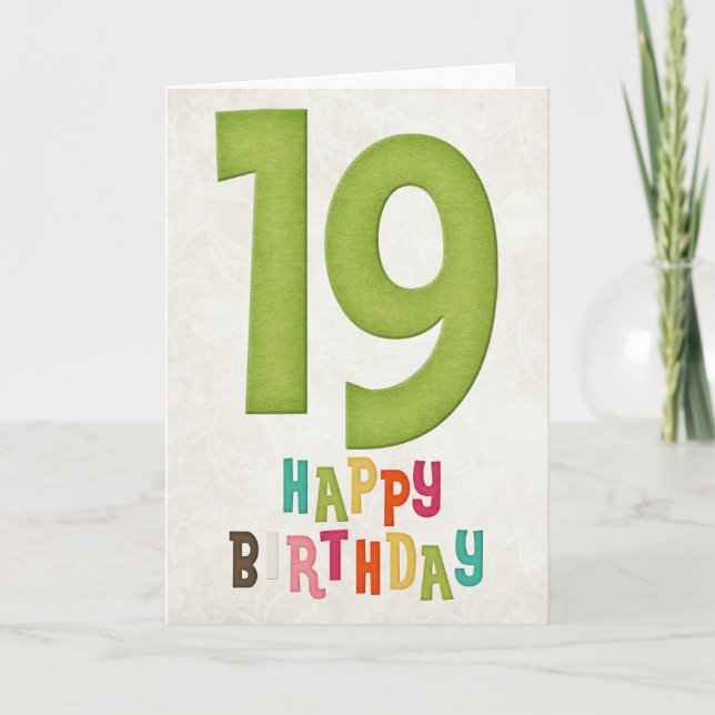 19:e födelsedag, Grattis på födelsedagen-kort 3 Kort (Framsida)