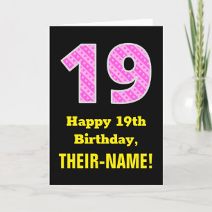 19:e födelsedag: Rosa Rand och hjärtan 19 + Namn Kort