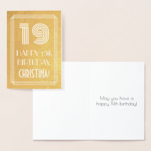 19:e födelsedagen - Art Deco Inspired Titta "19" + Folierat Kort