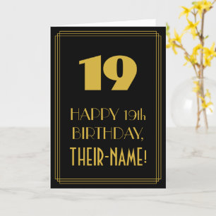 19:e födelsedagen - Art Deco Inspired Titta "19" & Kort